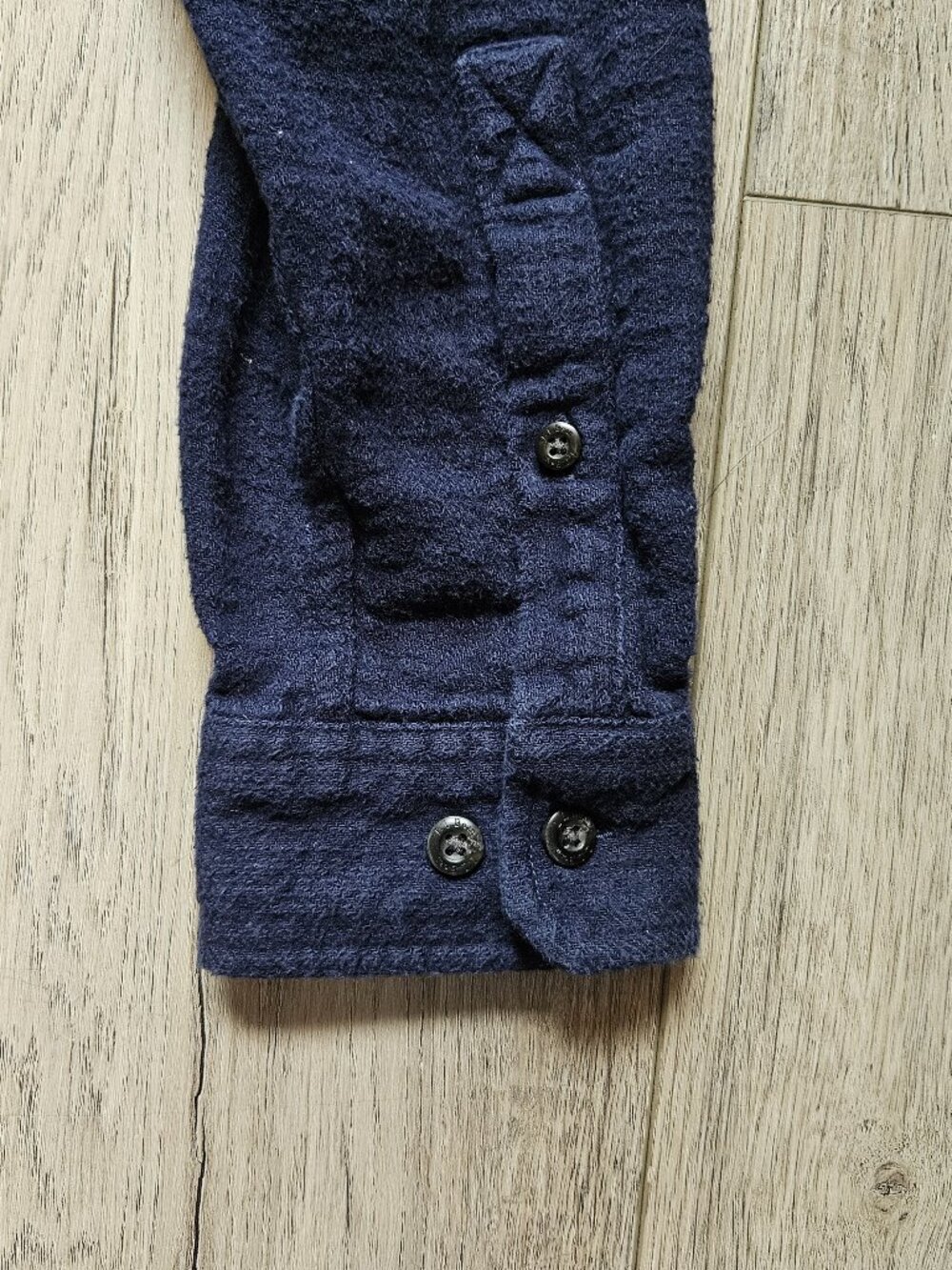 LL Bean Flannel Shirt Mens Medium Regular Solid Navy Blue Button Down 520397 - Picture 6 of 9
